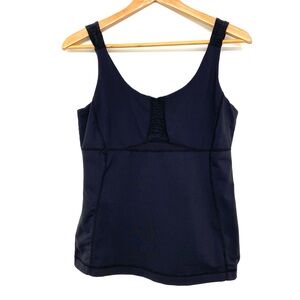 Lululemon Grace Athletic Tank Top - Black /Charcoal Mix, Mesh Detail Size 8